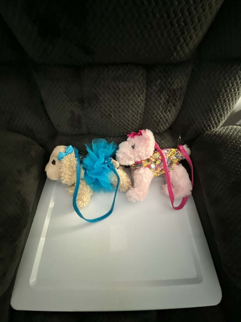 Set of 2 Poochie & Co. Plush Puppy Dog Purses with Tutu and Embellishments